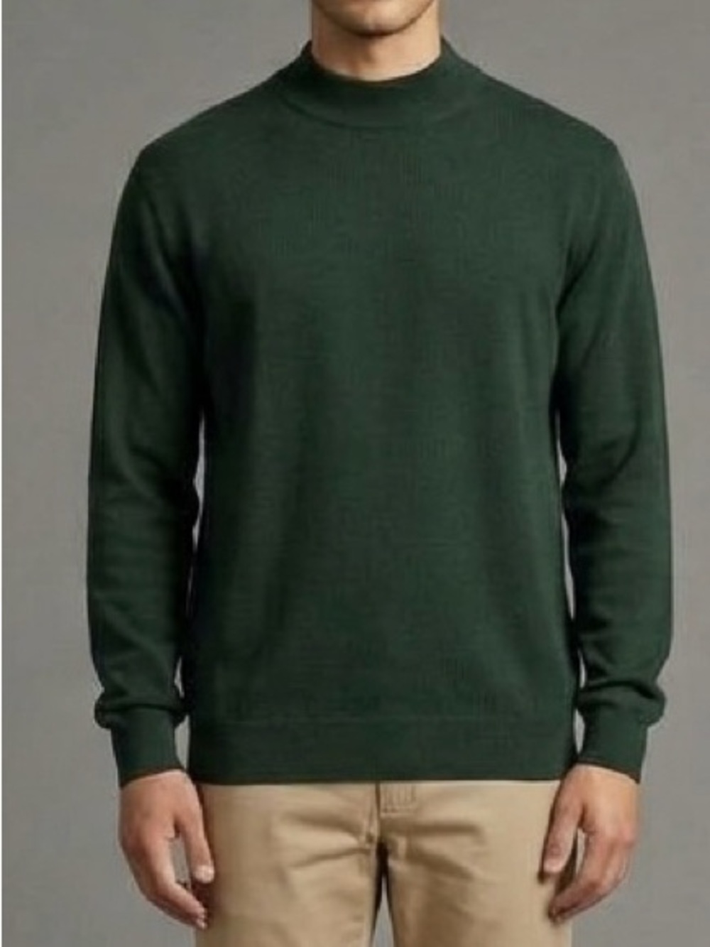 Vintage 90s Minimalist Field Gear Forest Hunter Green Mock Neck Sweater
